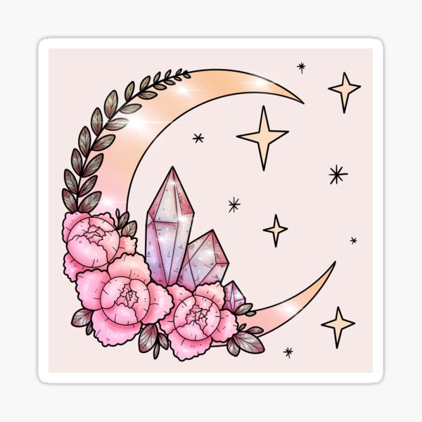 Pink Celestial Crystal Sticker, Pink Aesthetic Crystal Sticker, Wicca  Sticker, Magic Crystal Sticker, Witchcraft Stickers, Crystal Stickers 