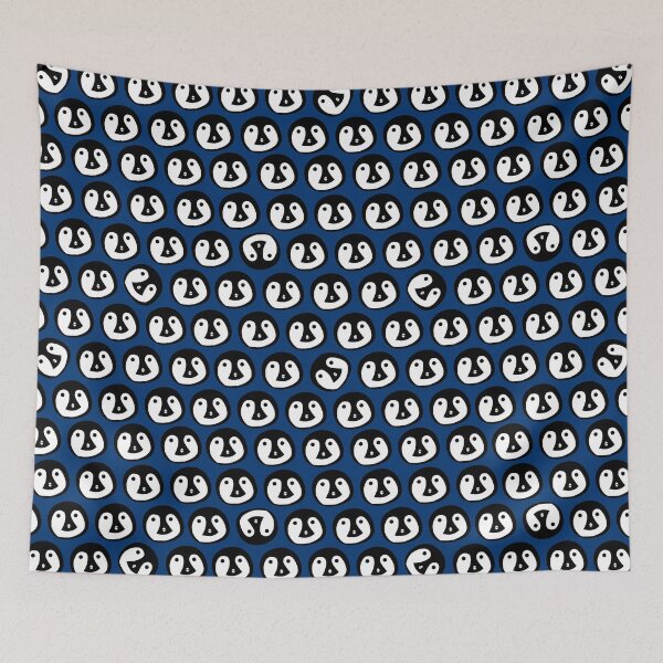 Item preview, Black, White, and Royal Blue Penguin Pattern designed and sold by medinacreative.