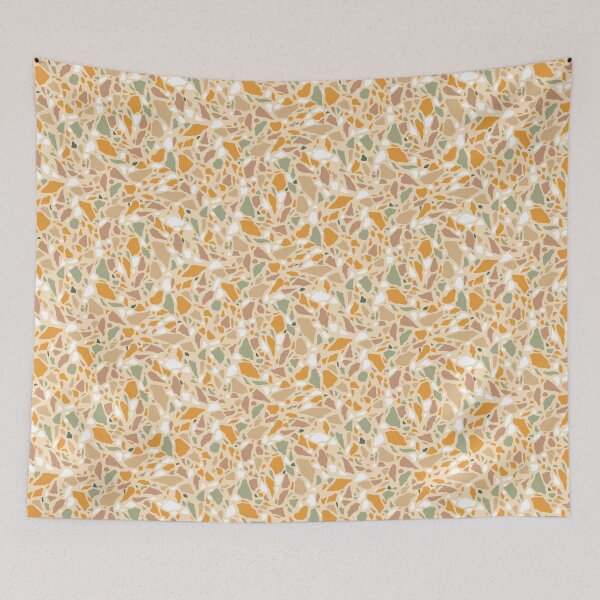 Item preview, Terrazzo pattern in warm ochres and green designed and sold by Iker Paz Studio.