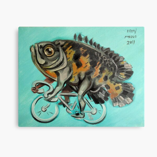 Oscar On A Bicycle Metal Print