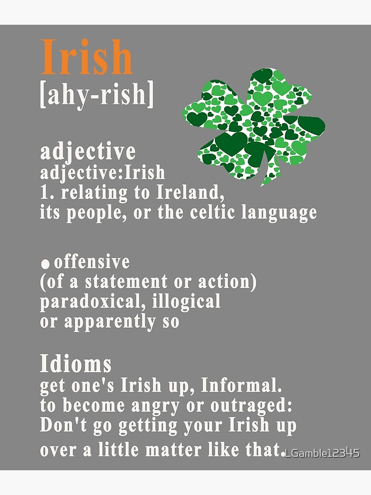 "Funny Irish Dictionary Gifts for Lovers Of Ireland" Poster for Sale by LGamble12345 Redbubble