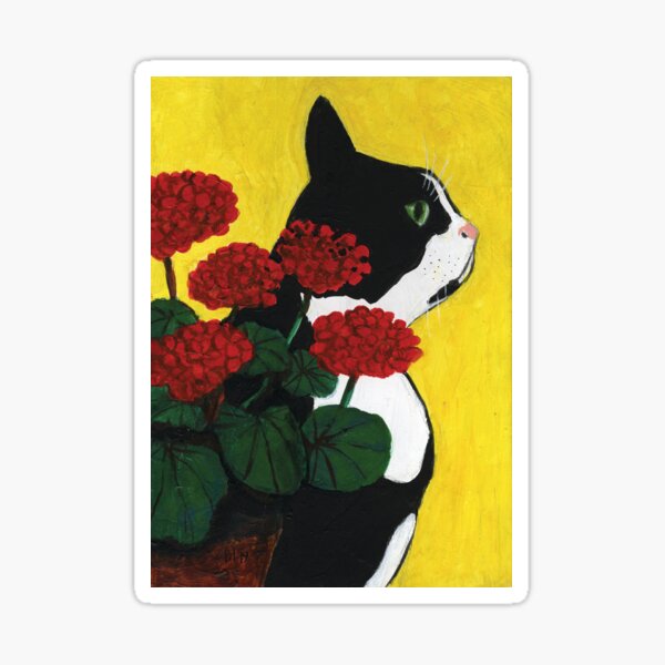 Cat Amongst the Geraniums Sticker