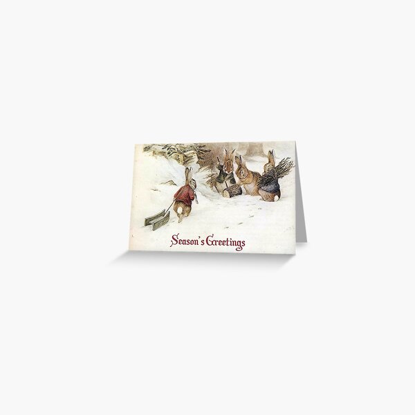 Seasons Greetings Rabbits - Beatrix Potter Greeting Card