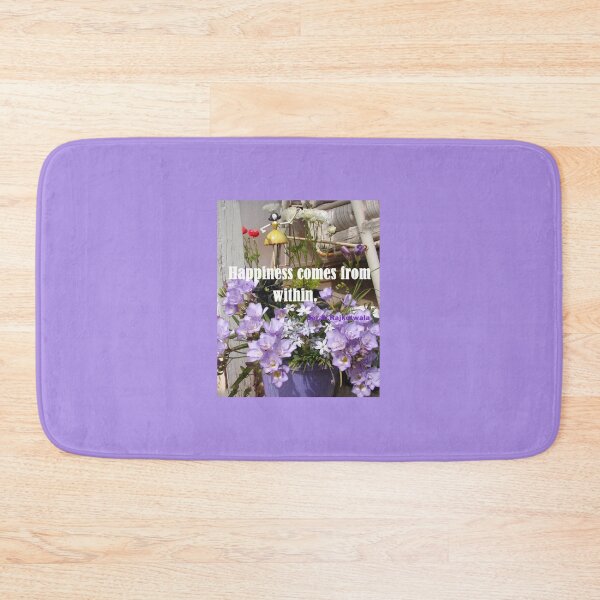 Item preview, Happiness Comes From Within - Happy Positive Inspirational Quotes Blue Purple Freesia Flowers Floral designed and sold by Sarah  Rajkotwala.