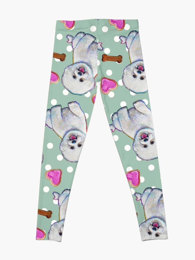 Alternate view of Fun Bichon Frise Pattern Leggings