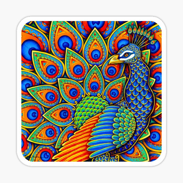 Colorful Paisley Peacock Rainbow Bird Sticker