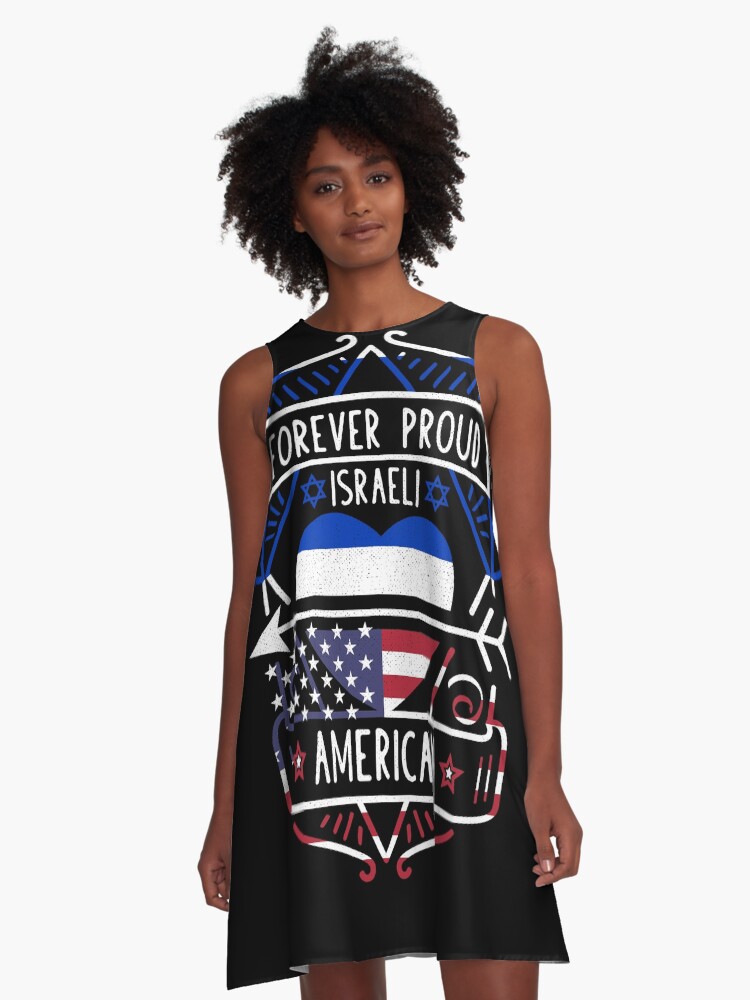 Forever Proud Israeli American Israel Heart A-Line Dress
