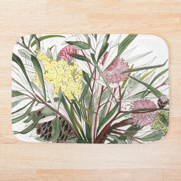 Native Australian Flower Arrangement Bouquet Bath Mat