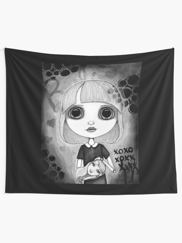 Alternate view of Number One Fan (Black & White Version) Tapestry