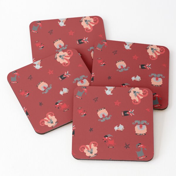 Aperçu de l'œuvre Motif rouge chèvre et pentagramme créée et vendue par RedFinchDesigns.