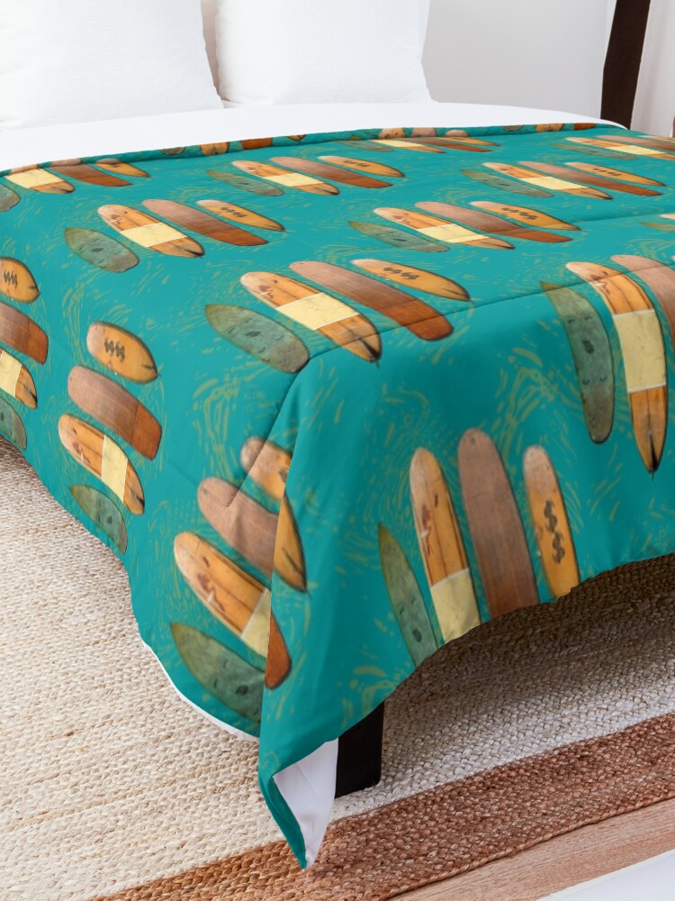Alternate view of Old Surf Boards for Old Hippies, vintage, retro. Comforter