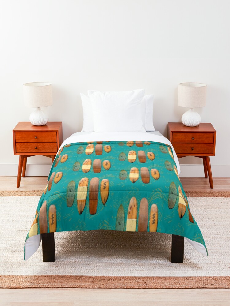 Alternate view of Old Surf Boards for Old Hippies, vintage, retro. Comforter