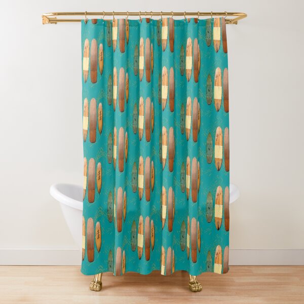 Old Surf Boards for Old Hippies, vintage, retro. Shower Curtain