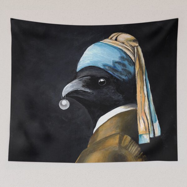 Item preview, Crow With the Pearl Earring designed and sold by WILD CROW STUDIO.