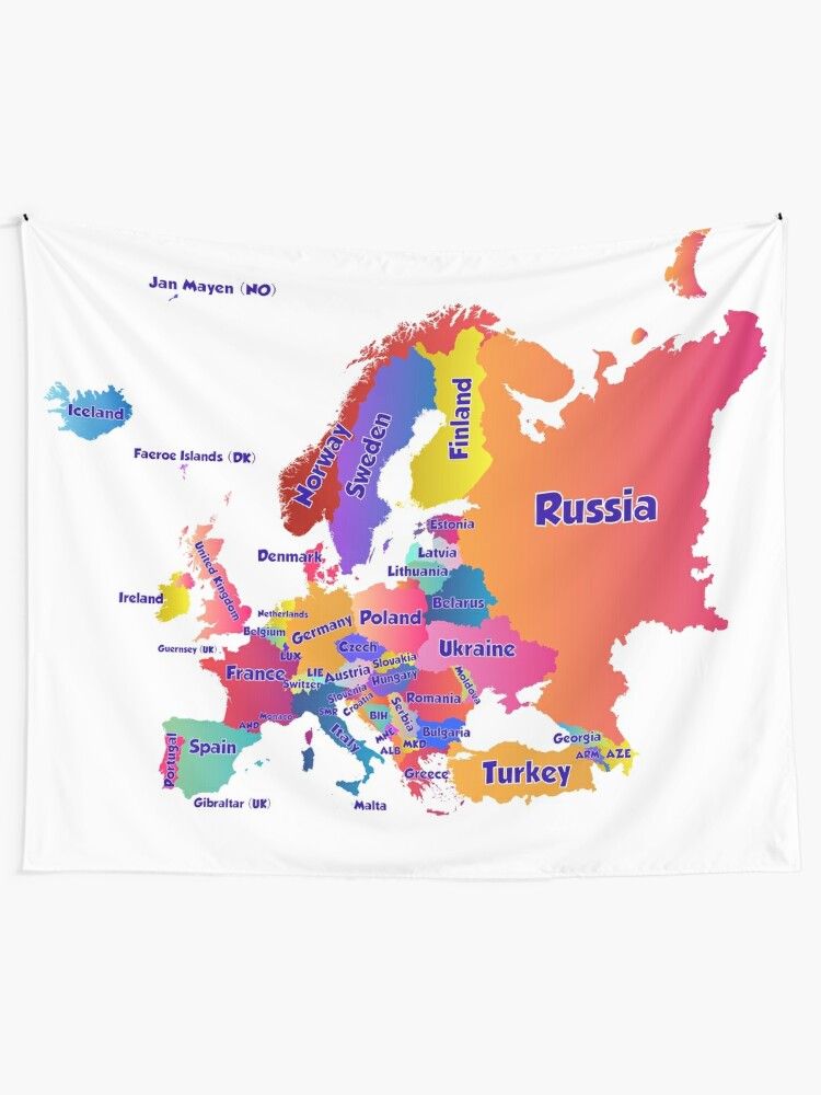 "Political map of Europe borders and country names" Tapestry by 