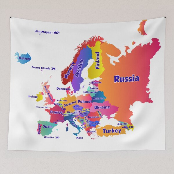 Item preview, Political map of Europe  borders and country names designed and sold by mashmosh.