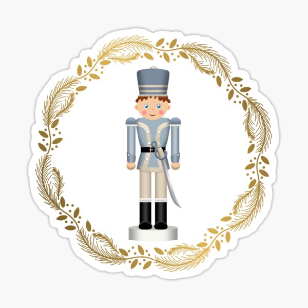 The Nutcracker Christmas Special - Toy Soldier Nutcracker in Golden Christmas Wreath Sticker