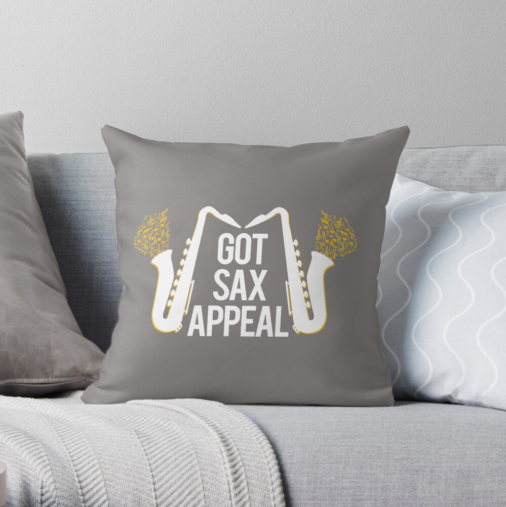Awesome Funny Saxophone SAx Appeal Design Throw Pillow