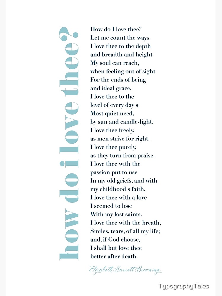 How Do I Love Thee Sonnet 43 Elizabeth Barrett Browning Greeting Card By Typographytales Redbubble