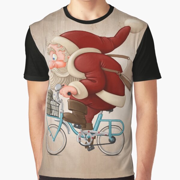 Santa Claus rides a bicycle Graphic T-Shirt
