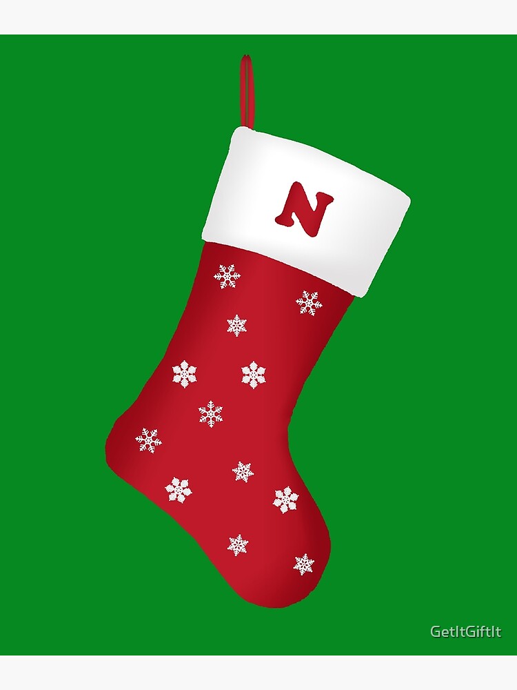 Letter N Festive Christmas Stocking design Photographic Print for