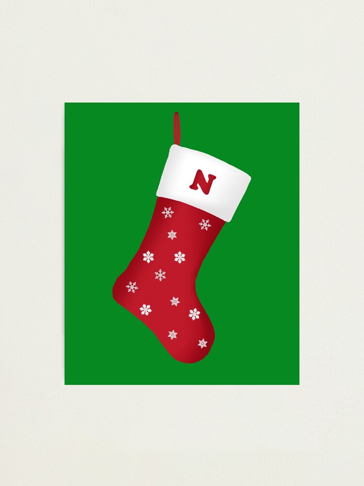 Letter N Festive Christmas Stocking design Photographic Print for