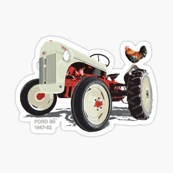 Old Redbelly, the Ford8N – with Barney the Rooster! Sticker