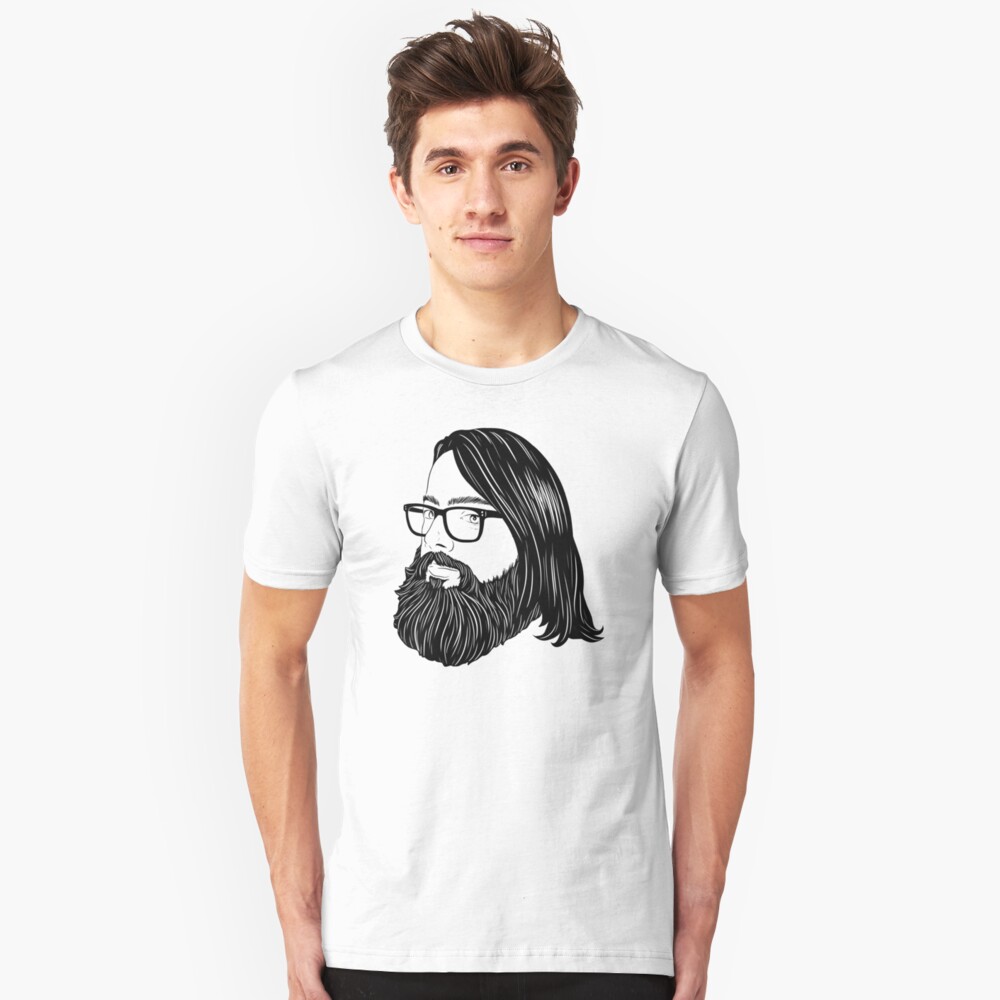 Bearded bisexual bear - black lines Slim Fit T-Shirt