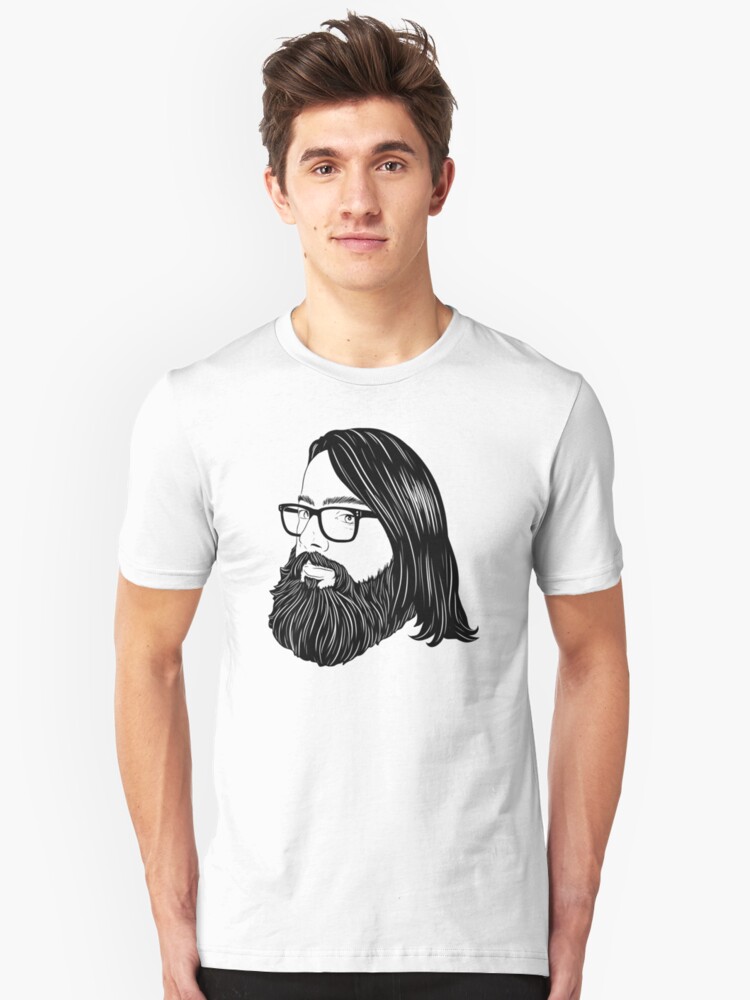 Alternate view of Bearded bisexual bear - black lines Slim Fit T-Shirt