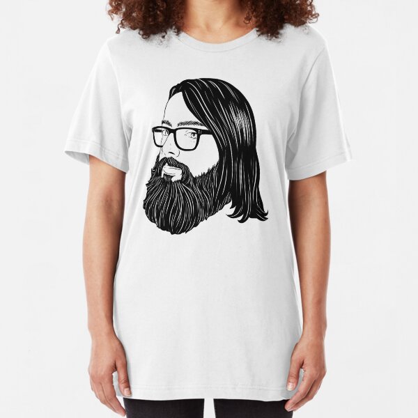 Bearded bisexual bear - black lines Slim Fit T-Shirt