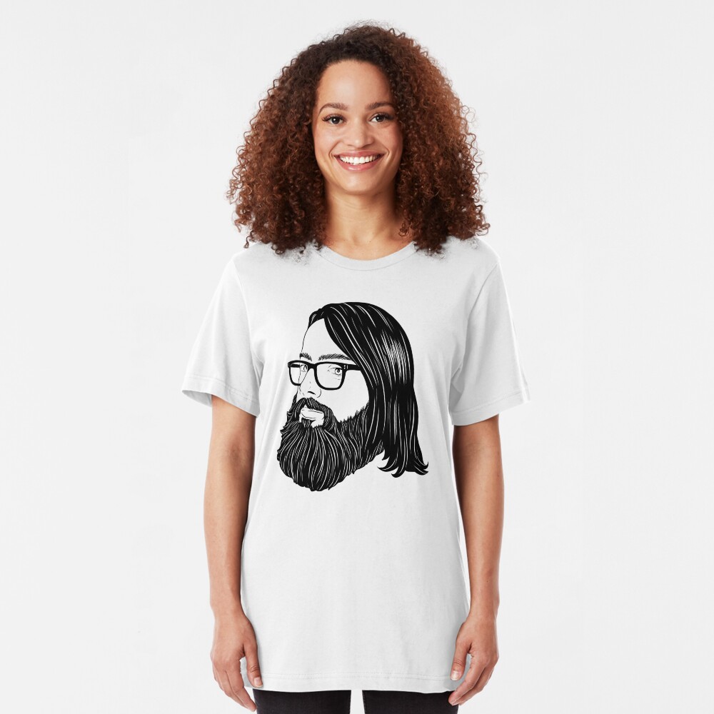 Bearded bisexual bear - black lines Slim Fit T-Shirt