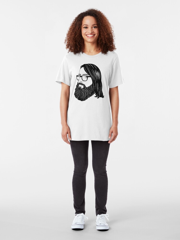 Alternate view of Bearded bisexual bear - black lines Slim Fit T-Shirt
