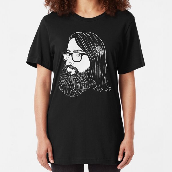 Bearded bisexual bear - White lines Slim Fit T-Shirt