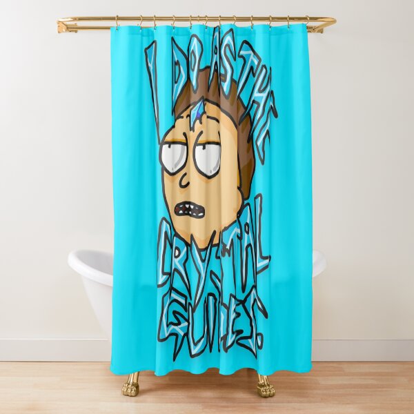 Morty "I Do As The Crystal Guides" quote from Rick and Morty™ Death Crystal Shower Curtain
