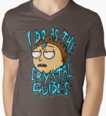 Morty "I Do As The Crystal Guides" quote from Rick and Morty™ Death Crystal V-Neck T-Shirt