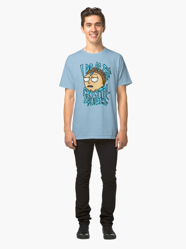 Alternate view of Morty "I Do As The Crystal Guides" quote from Rick and Morty™ Death Crystal Classic T-Shirt