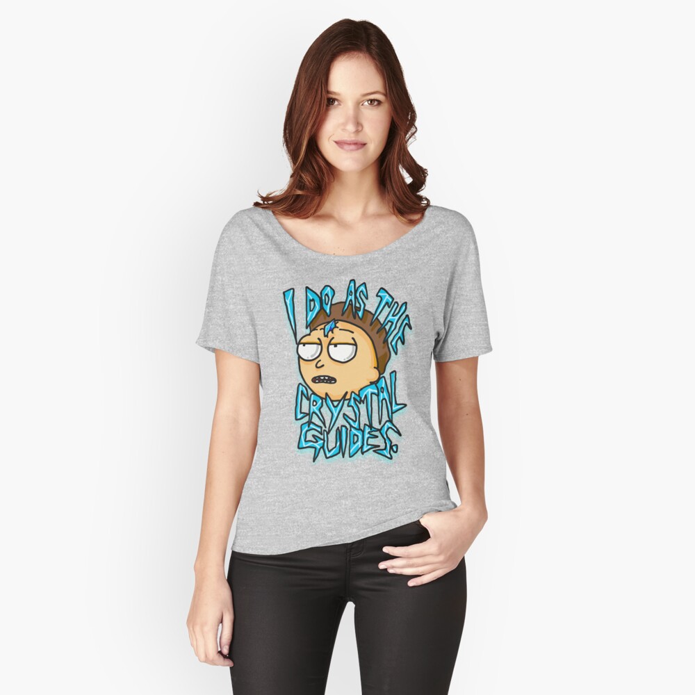Morty "I Do As The Crystal Guides" quote from Rick and Morty™ Death Crystal Relaxed Fit T-Shirt