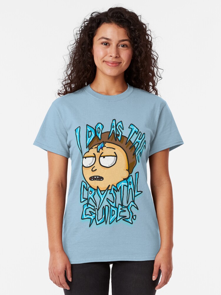 Alternate view of Morty "I Do As The Crystal Guides" quote from Rick and Morty™ Death Crystal Classic T-Shirt