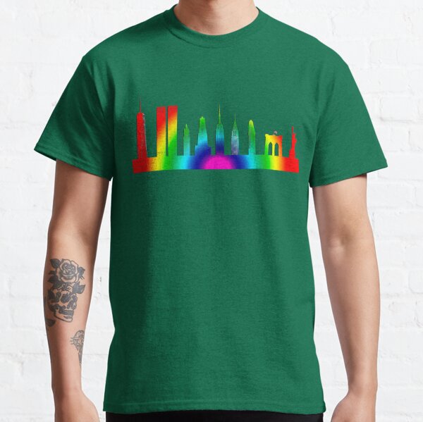 Radial Rainbow New York City Skyline Classic T-Shirt