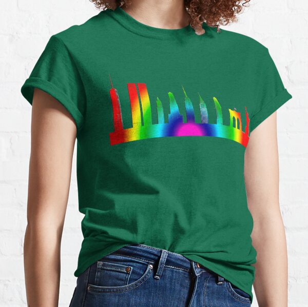 Radial Rainbow New York City Skyline Classic T-Shirt