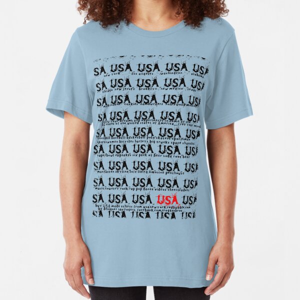 usa new york tshirt by rogers bros co Slim Fit T-Shirt