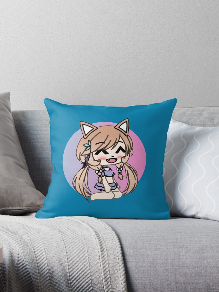 Cute Gacha Life Style Kawaii Chibi Kitty Girl Anna Chan Throw Pillow By Pignpix Redbubble