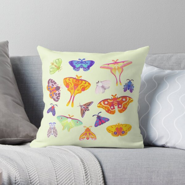 Moth - pastel Throw Pillow