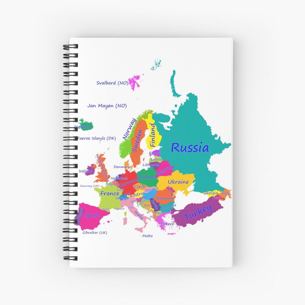 Europe map with the  borders and countries names Canvas Print