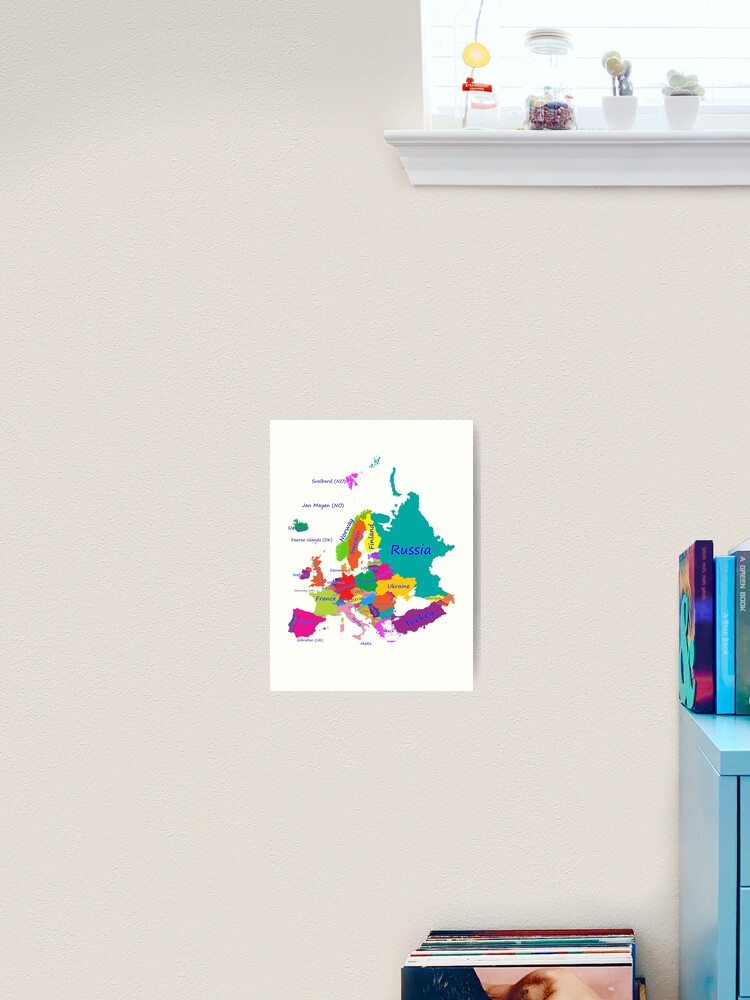 Europe map with the  borders and countries names Canvas Print