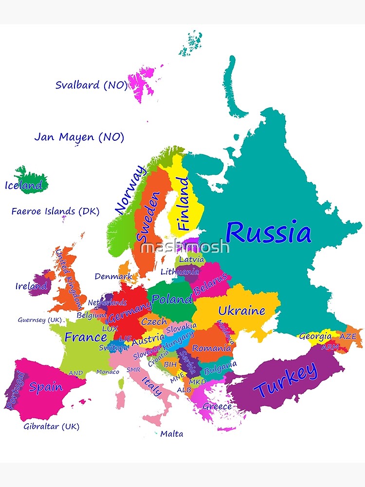 Mapa de Europa con nombres - Montessori