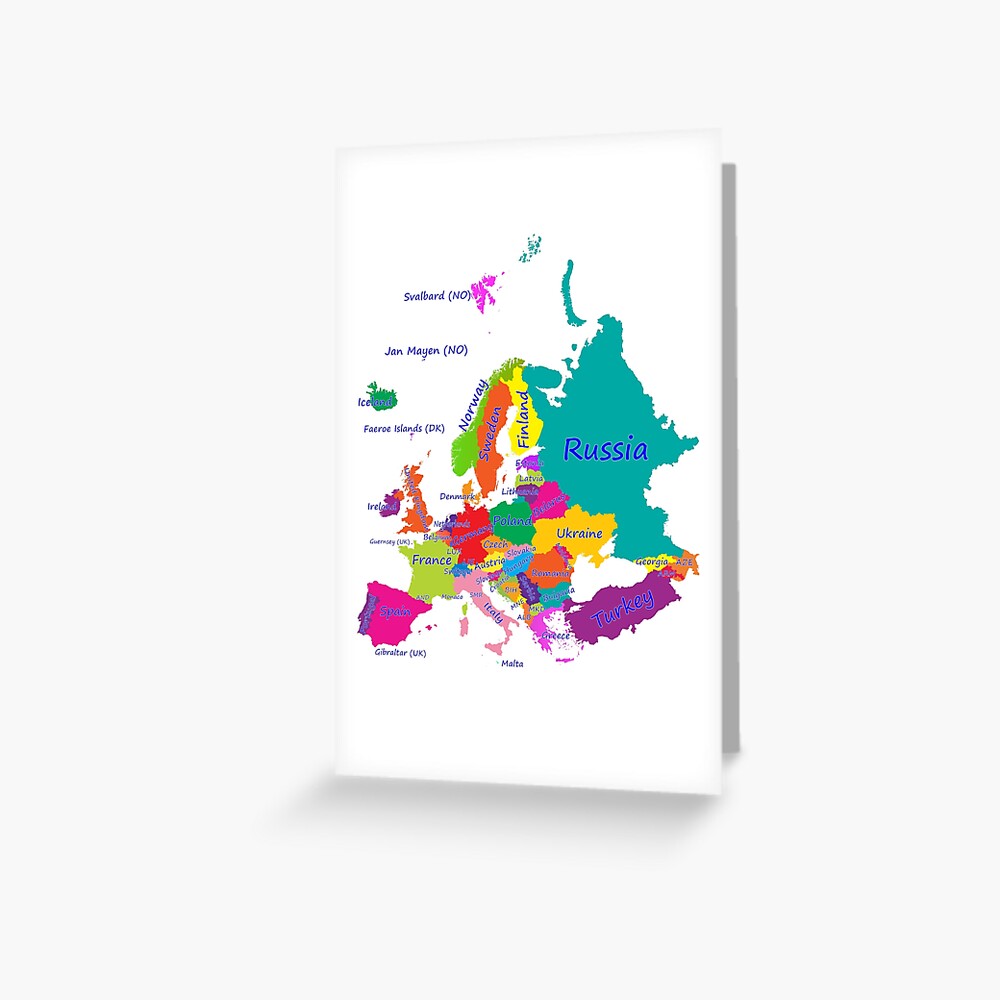 Europe map with the  borders and countries names Canvas Print
