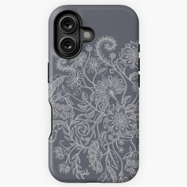 Item preview, Jacobean-Inspired Light on Dark Grey Floral Doodle designed and sold by micklyn.