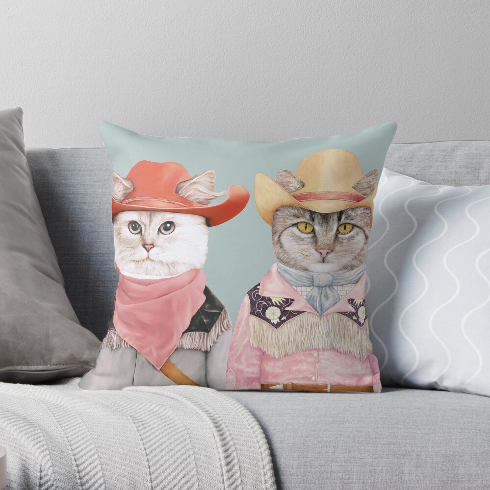 Cowboy Cats Throw Pillow