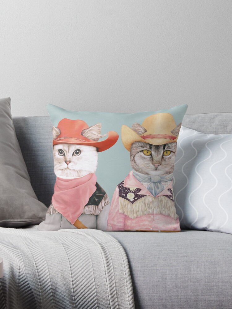 Thumbnail 1 of 4, Pillow, Cowboy Cats designed and sold by AnimalCrew.
